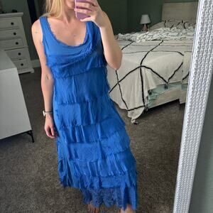 Made in Italy Women’s Silk Layered Maxi Dress Sz S/M Lagenlook Artsy Art2wear